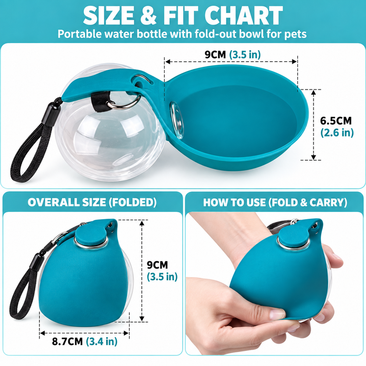 Size guide: blue Portable pet water bottle, style 2, image 17