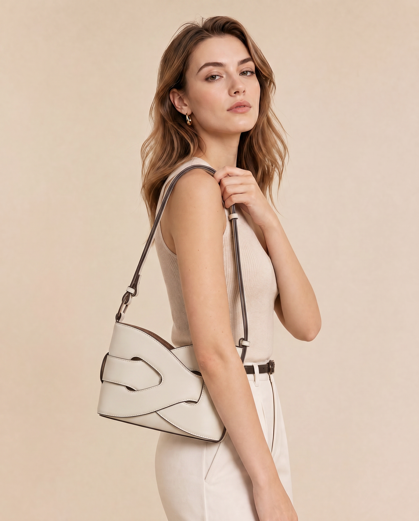 Aria Woven Geometric Shoulder Bag