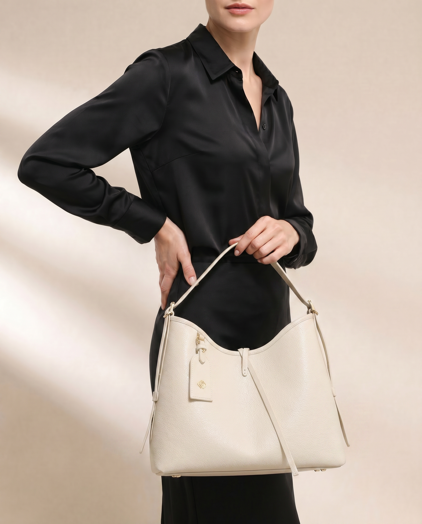 Maya Pebbled Bucket Shoulder Bag